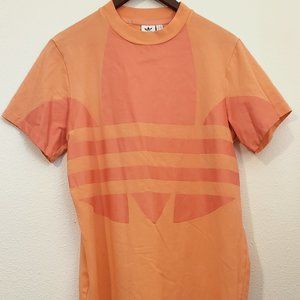 ADIDAS Women's Trefoil Logo T-Shirt Dress in Peach/Coral, Med